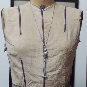 Lia Sophia Long Silver Pearl Tassel Necklace